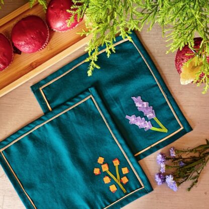 Calyz Teal Cocktail Napkin set of 4 - Image 4